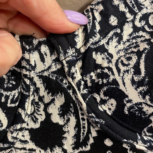 Abercrombie and Fitch women’s wide leg jumpsuit black ivory floral bustier Small - Picture 2 of 13